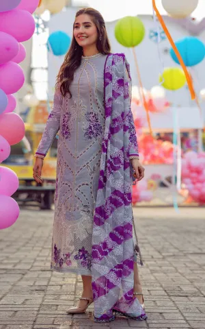 Pakistani Eid Dresses in Chikan Violet Kameez Salwar