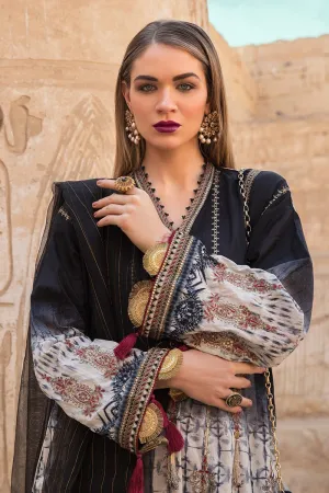 Pakistani embroidered designer eid dress in black and skin color # E2200