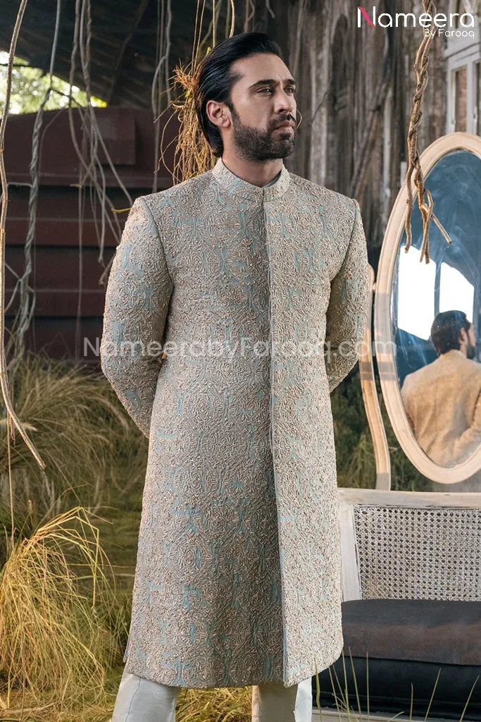 Pakistani Men's Wedding Sherwani with Embroidery Online #GR117