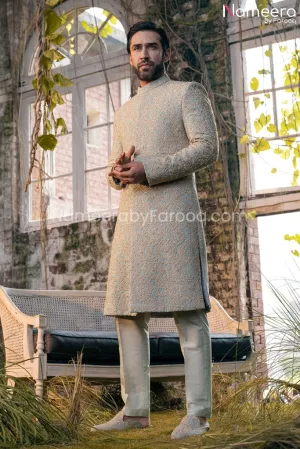 Pakistani Men's Wedding Sherwani with Embroidery Online #GR117