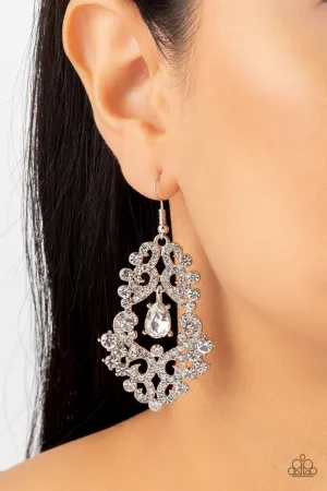 Paparazzi Sociable Sparkle - White Earrings
