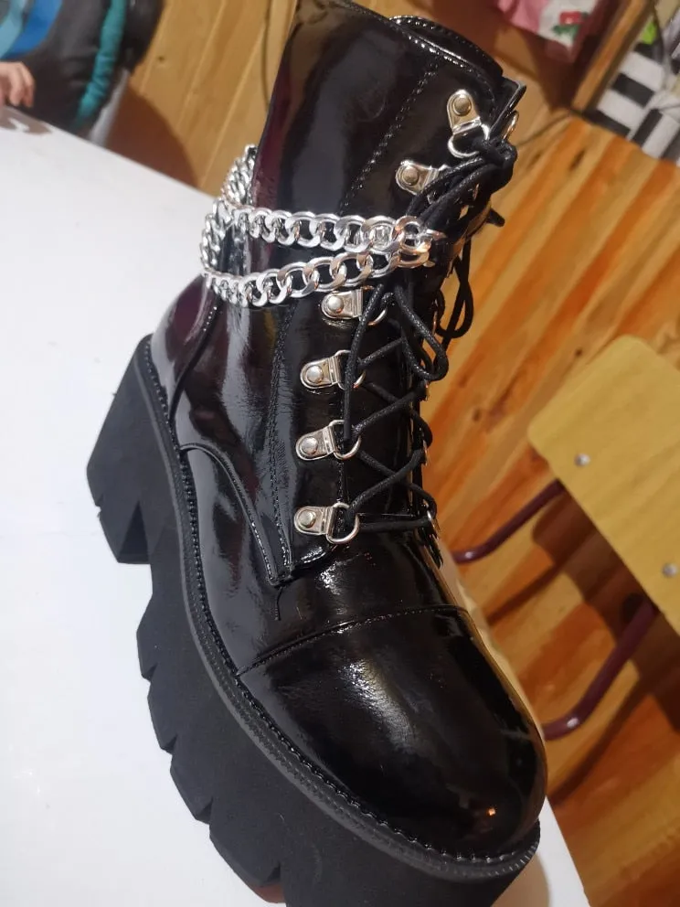 Patent Leather Gothic Black Boots