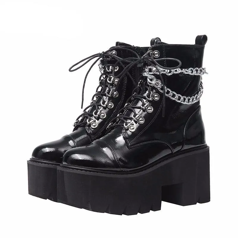 Patent Leather Gothic Black Boots