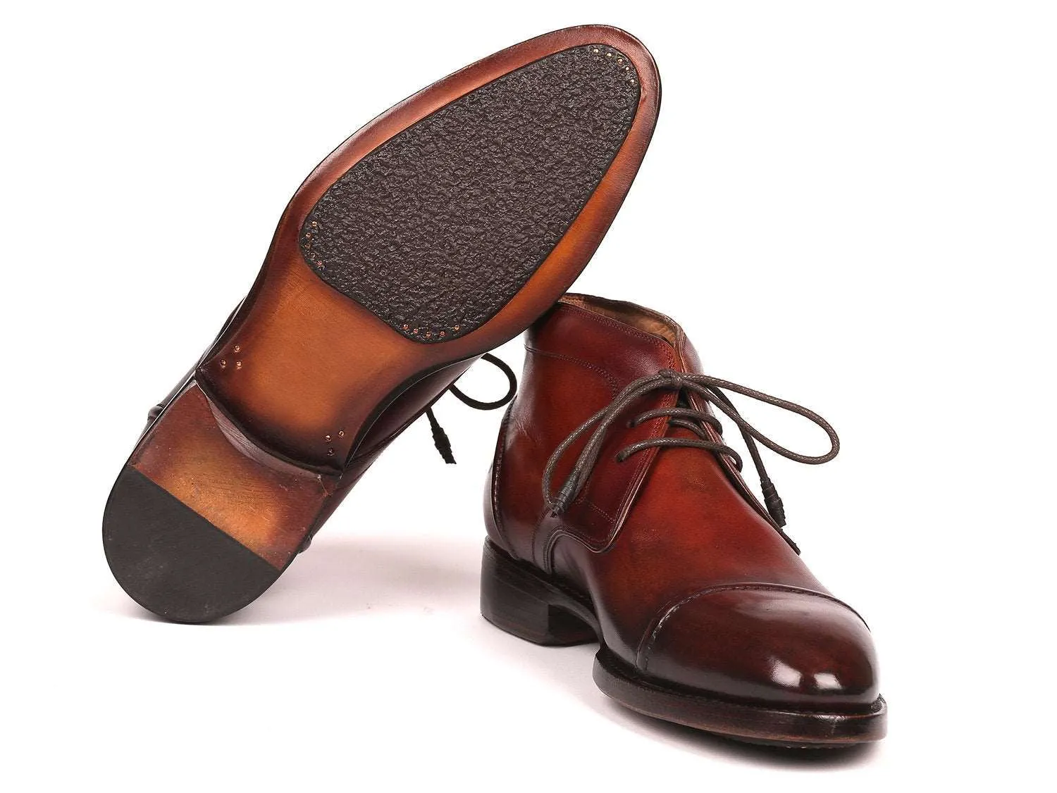 Paul Parkman Men's Brown Hand-Painted Chukka Boots