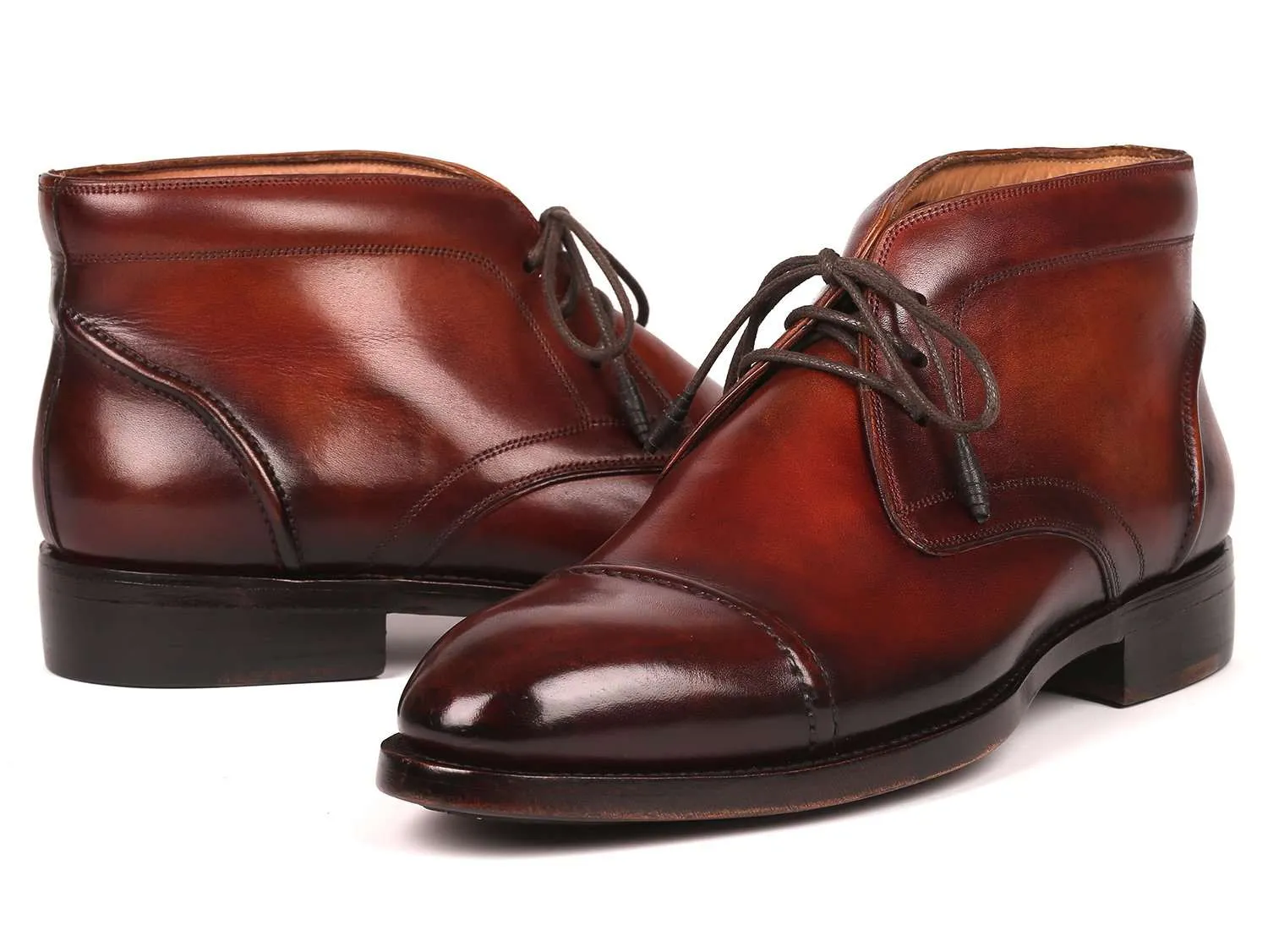 Paul Parkman Men's Brown Hand-Painted Chukka Boots
