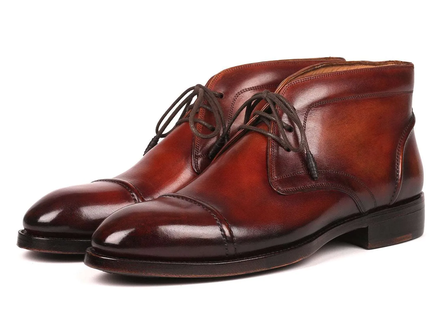 Paul Parkman Men's Brown Hand-Painted Chukka Boots