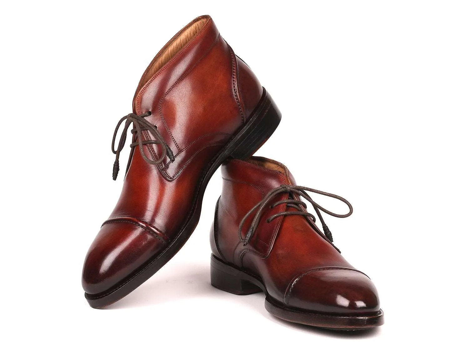 Paul Parkman Men's Brown Hand-Painted Chukka Boots