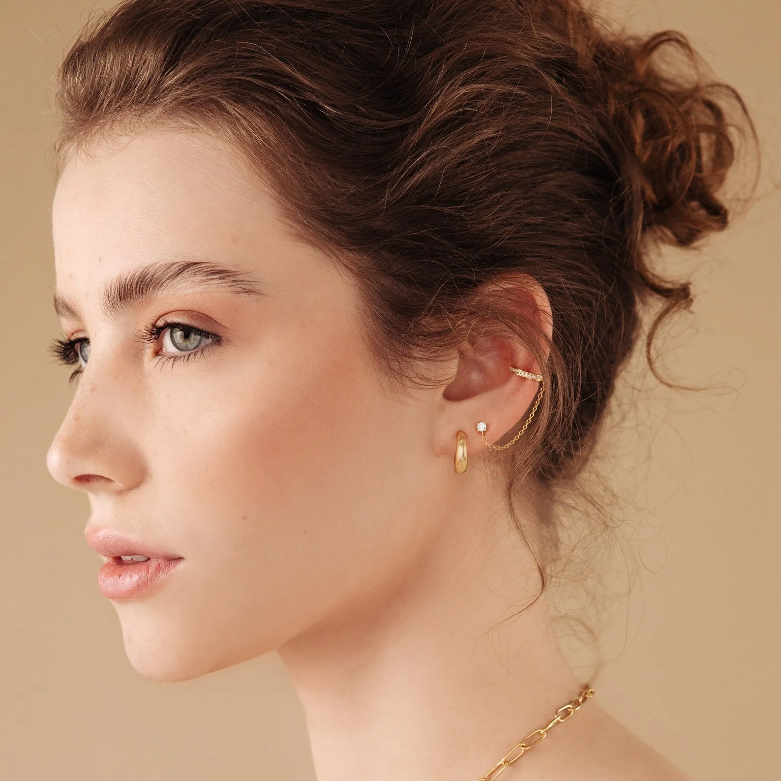 Pave Chain Ear Cuffs in Rose Gold