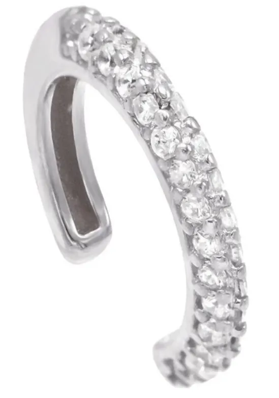 Pave' Set CZ's in Gold or Silver Ear Cuff
