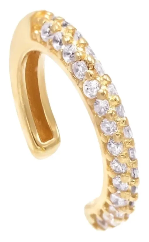 Pave' Set CZ's in Gold or Silver Ear Cuff