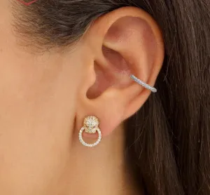 Pave' Set CZ's in Gold or Silver Ear Cuff
