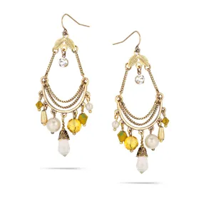 PEARL AND CRYSTAL CHARM CHANDELIER EARRINGS #242BR3401 (1D16/1C1)