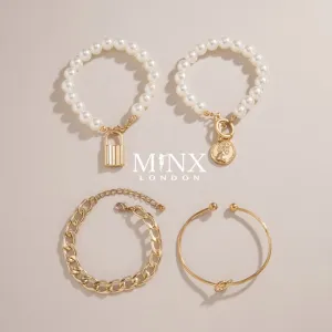 Pearl Bracelets | Womens Pearl Bracelet Pack | Pearl Bracelet for Women | Gold Pearl Bracelet | Pearl Bracelet with Gold | Charm Bracelet
