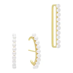 Pearl Hook Earring Combo Set