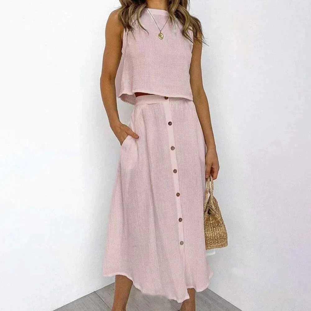 Peigi® | Casual Midi Skirt Set