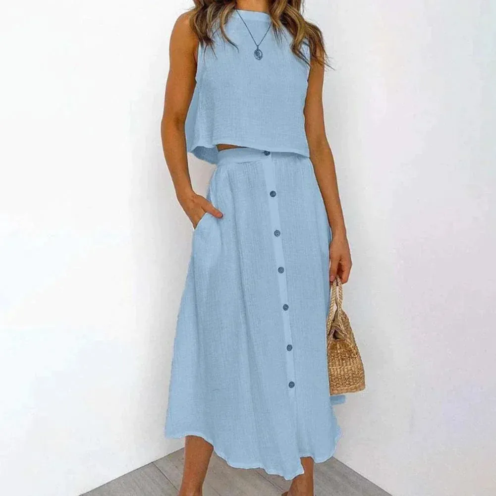 Peigi® | Casual Midi Skirt Set