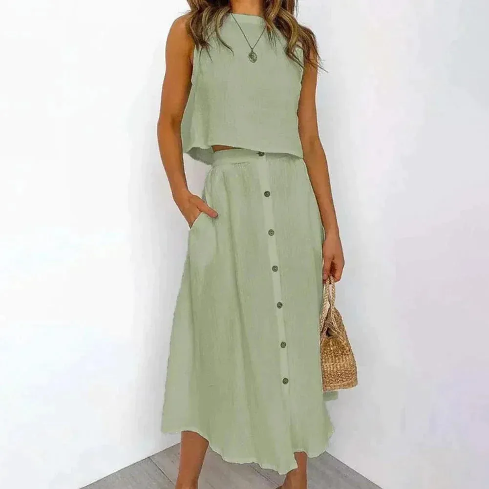 Peigi® | Casual Midi Skirt Set