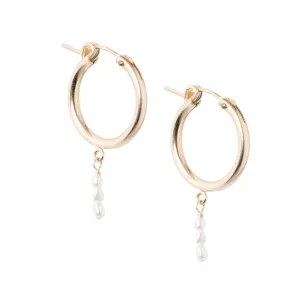 Petite Ginger Pearl Hoops