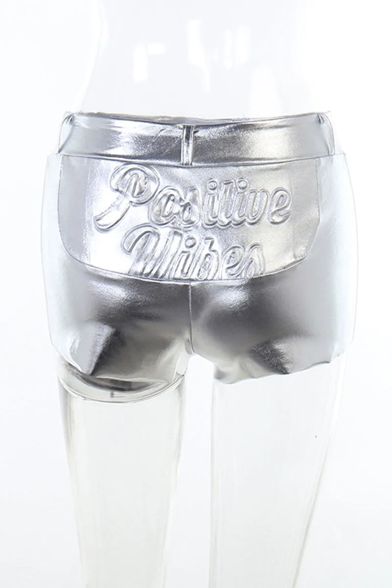 PF773 Shiny Faux PU Shorts