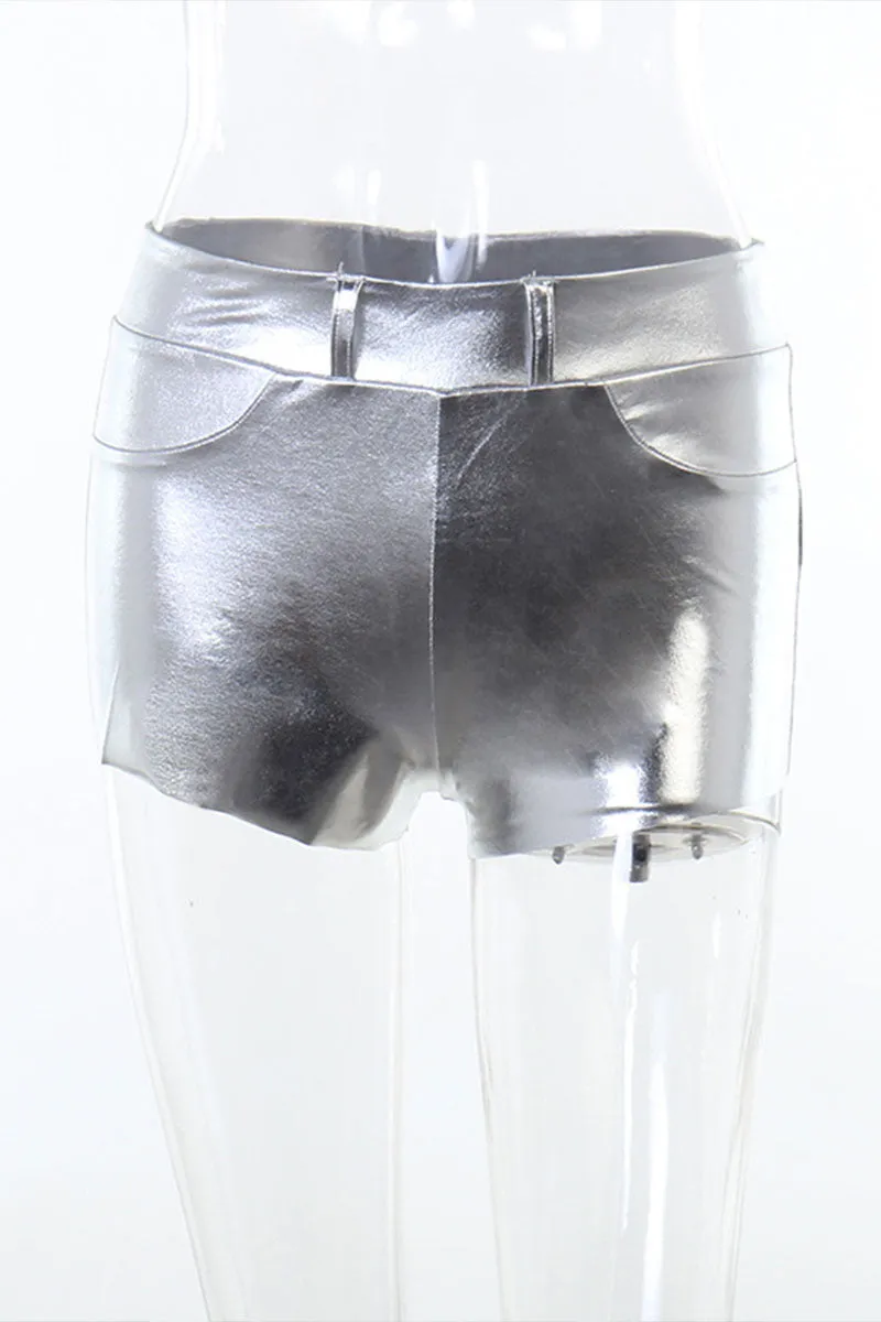 PF773 Shiny Faux PU Shorts
