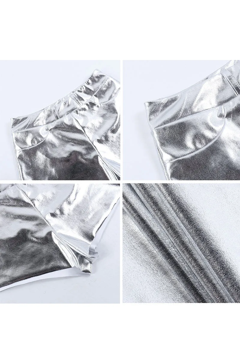 PF773 Shiny Faux PU Shorts