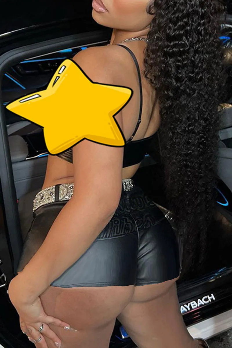 PF773 Shiny Faux PU Shorts