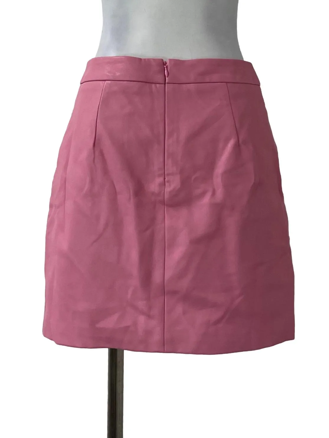 Pink Leather High Waisted Skirt