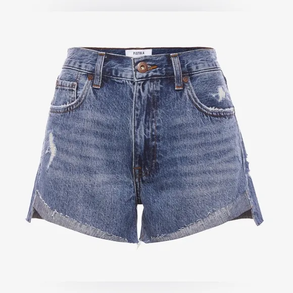 Pistola Denim NWOT Kylee Relaxed Denim Cut Off Shorts in Luna (medium/dark wash)