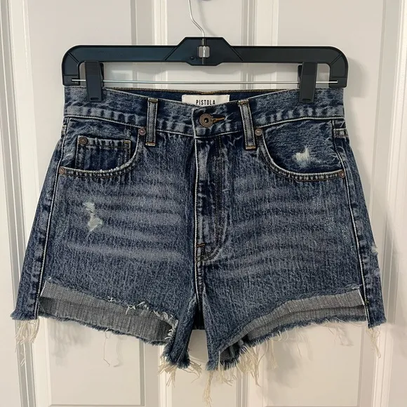 Pistola Denim NWOT Kylee Relaxed Denim Cut Off Shorts in Luna (medium/dark wash)