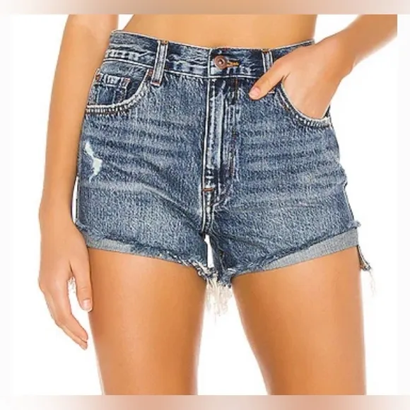 Pistola Denim NWOT Kylee Relaxed Denim Cut Off Shorts in Luna (medium/dark wash)