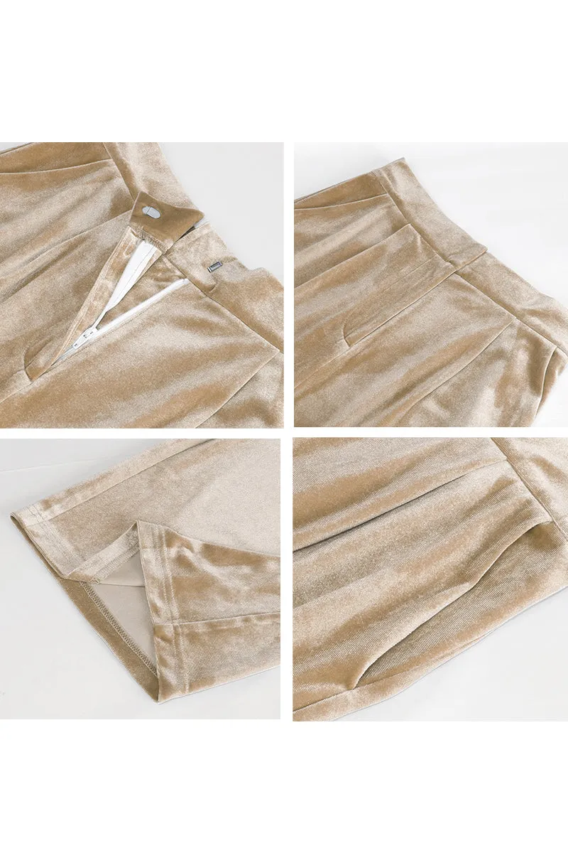 PJ0269 Velour Wide Leg Pants
