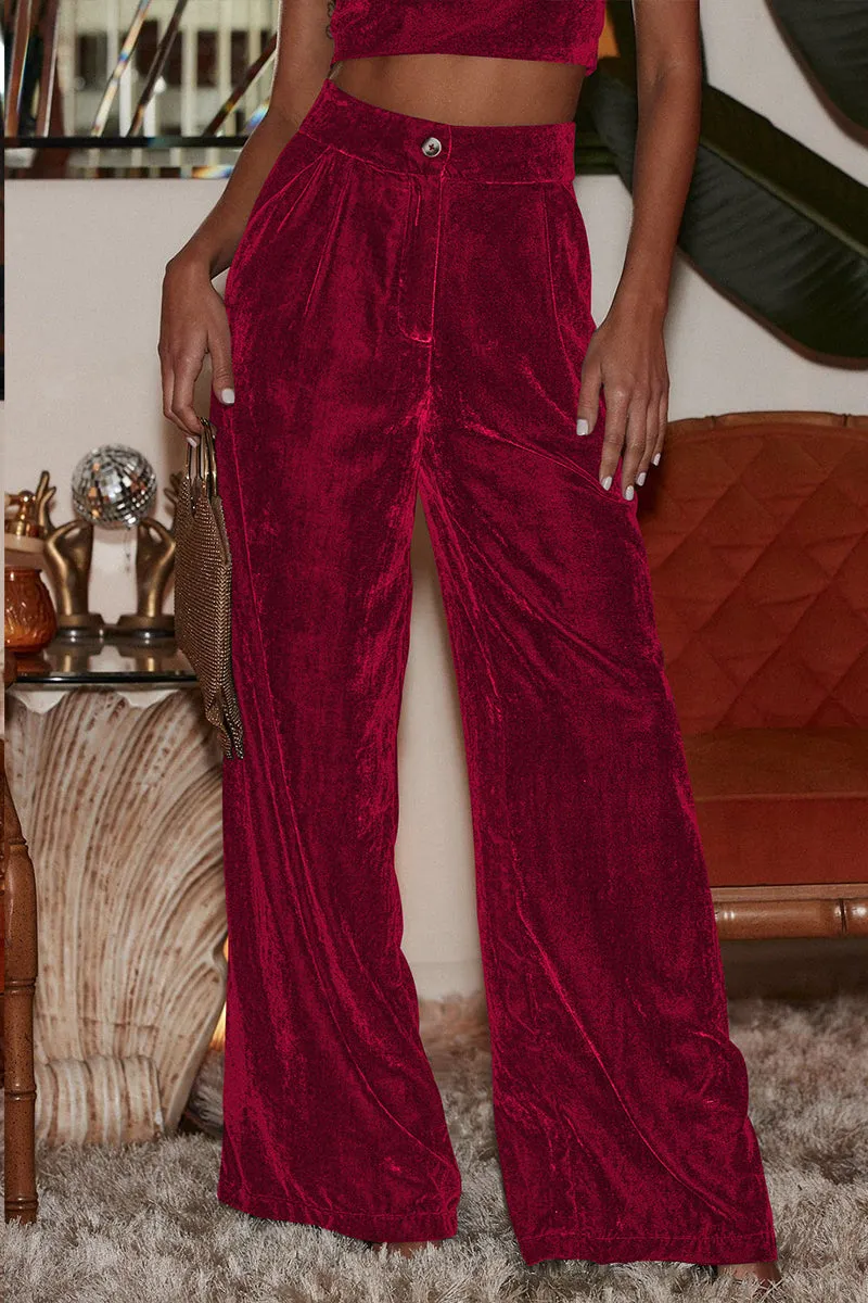 PJ0269 Velour Wide Leg Pants