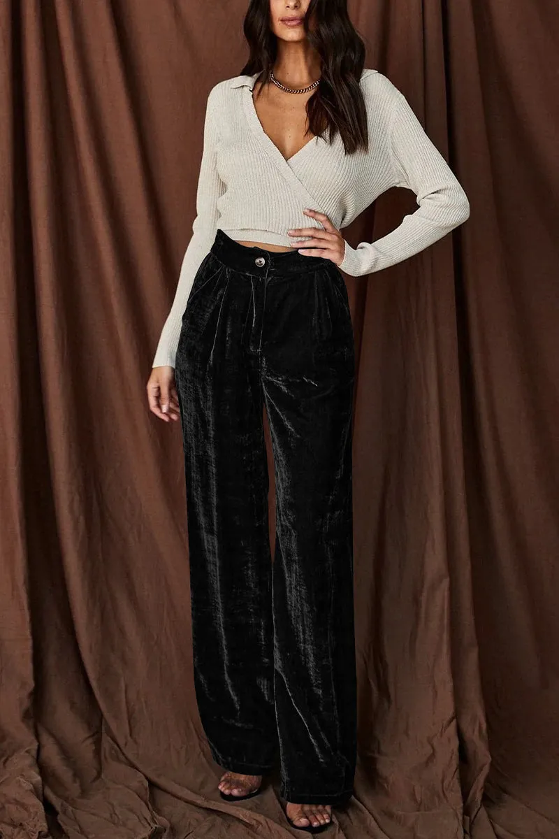 PJ0269 Velour Wide Leg Pants