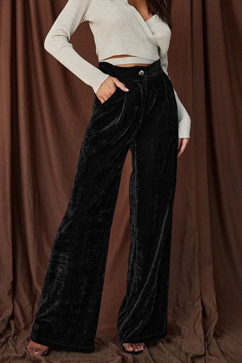 PJ0269 Velour Wide Leg Pants