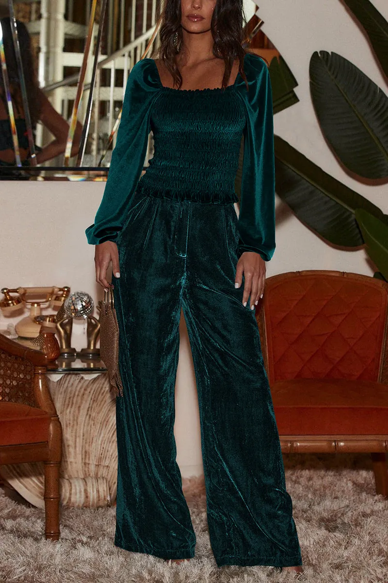 PJ0269 Velour Wide Leg Pants