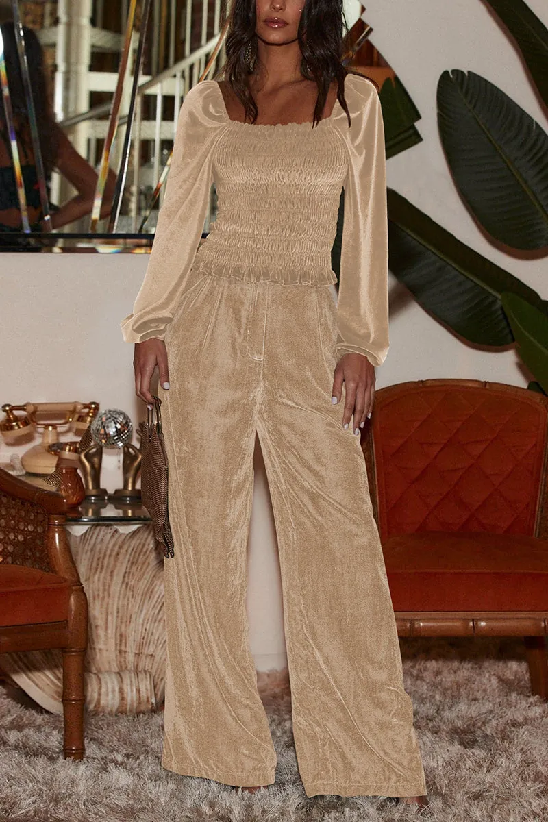 PJ0269 Velour Wide Leg Pants