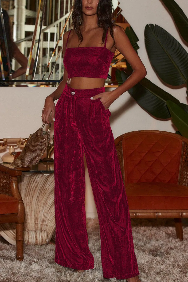 PJ0269 Velour Wide Leg Pants