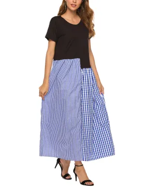 Plaid Stitching A Size Large Size Dress