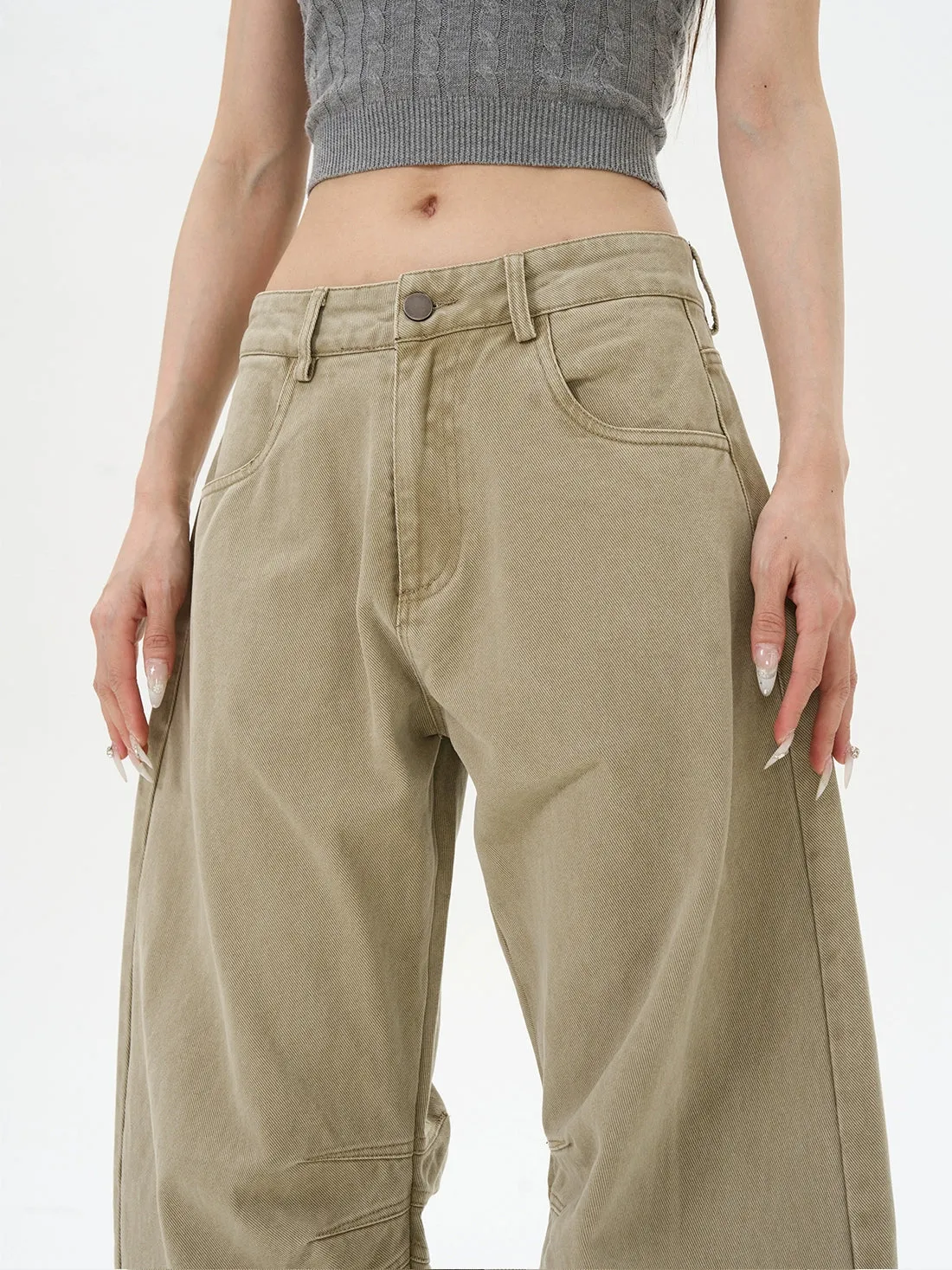 Pleated Wide-Leg Casual Pants