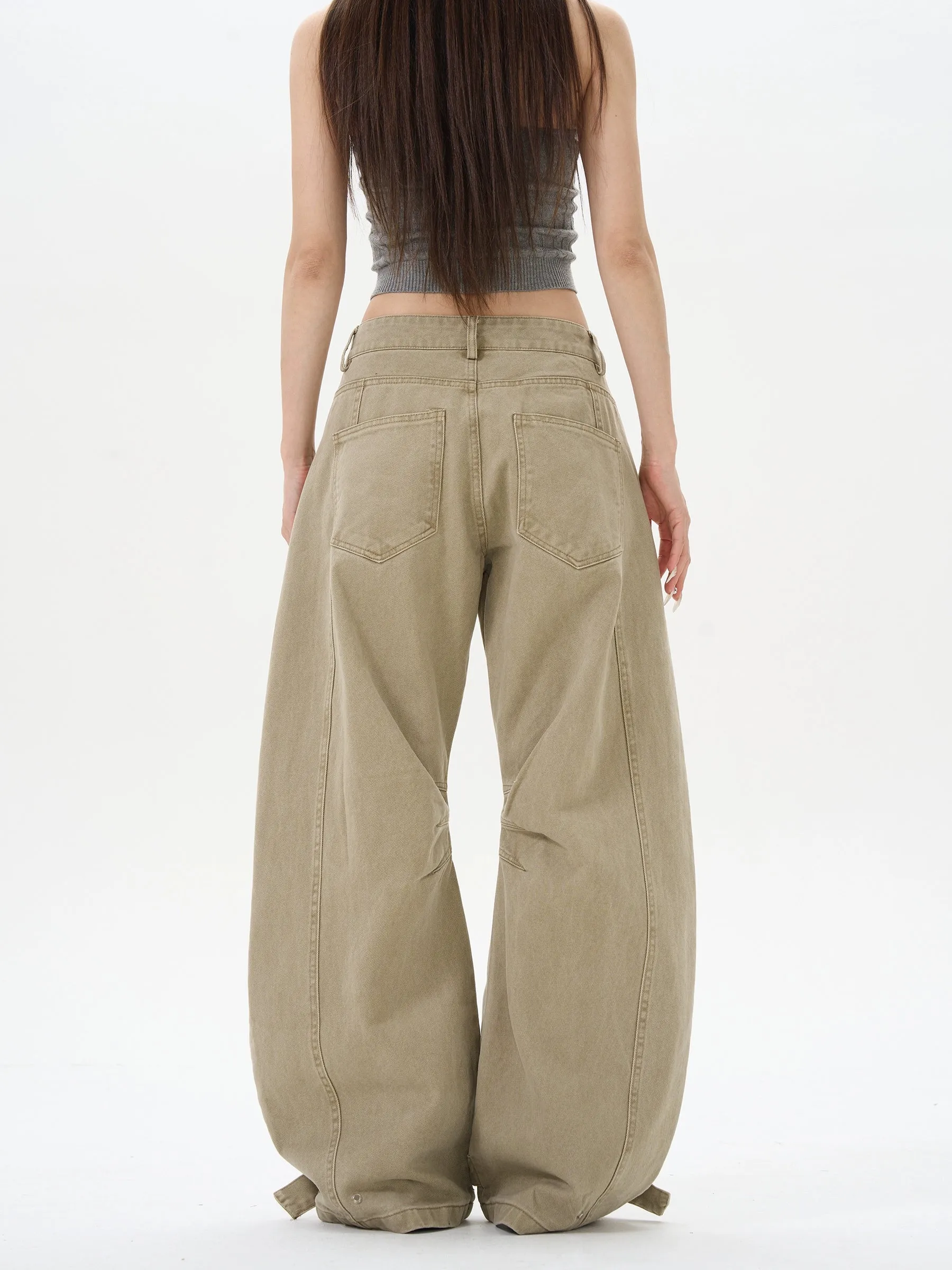 Pleated Wide-Leg Casual Pants