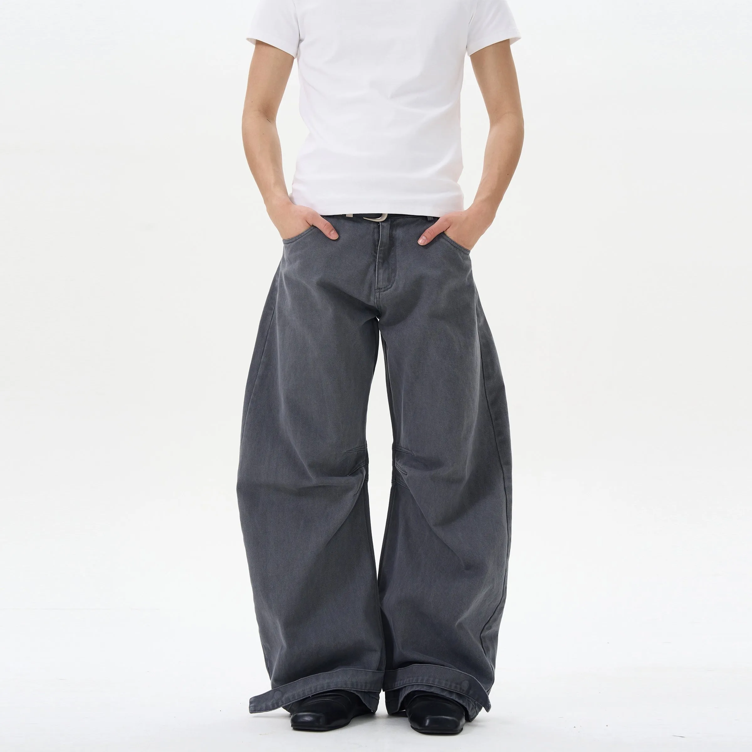 Pleated Wide-Leg Casual Pants