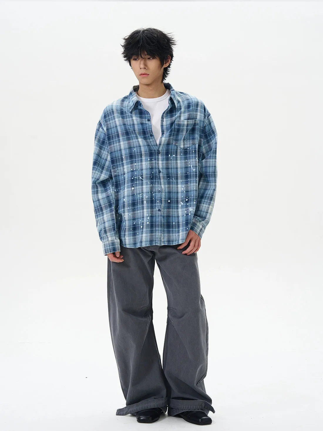 Pleated Wide-Leg Casual Pants