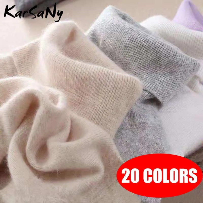 Plus Size Wool Long Sleeve Women's Cashmere Turtleneck Sweater