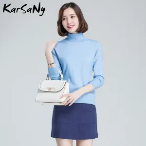 Plus Size Wool Long Sleeve Women's Cashmere Turtleneck Sweater