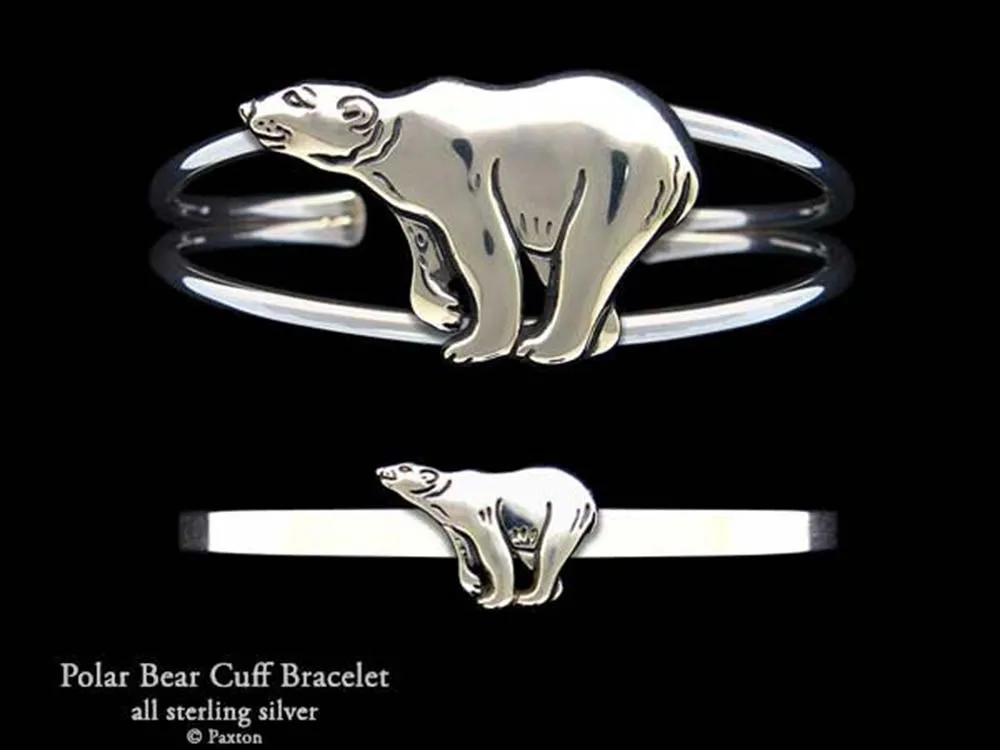 Polar Bear Cuff Bracelet Sterling Silver