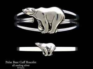 Polar Bear Cuff Bracelet Sterling Silver