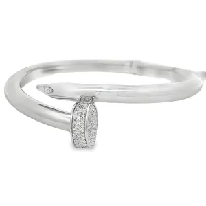 Polished Nail Moissanite Bangle .925 Sterling Silver
