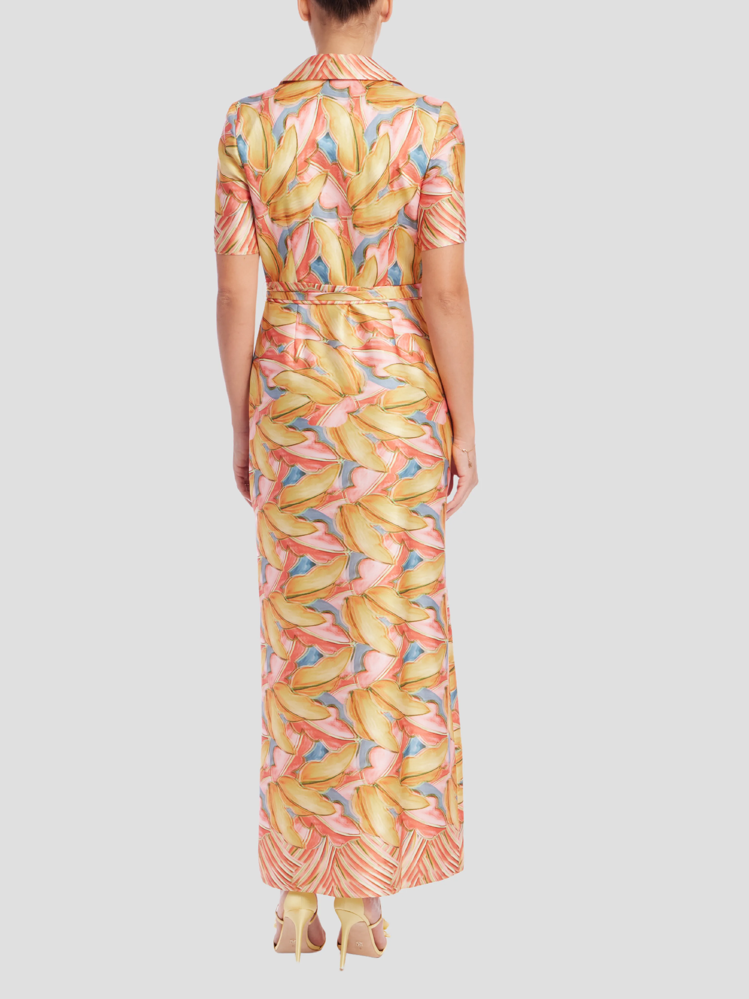 Print Shirt Dress in Coral Multi