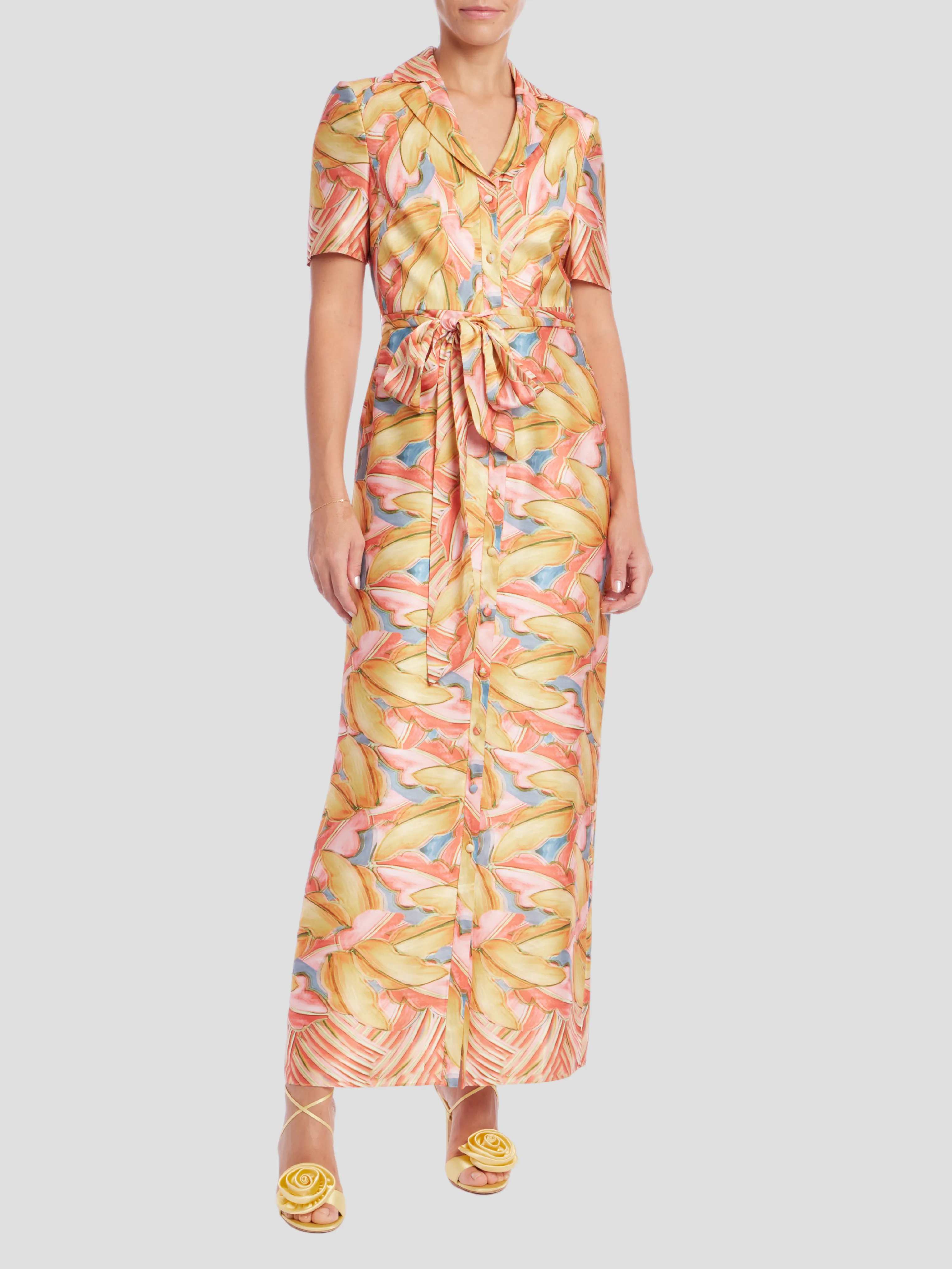 Print Shirt Dress in Coral Multi