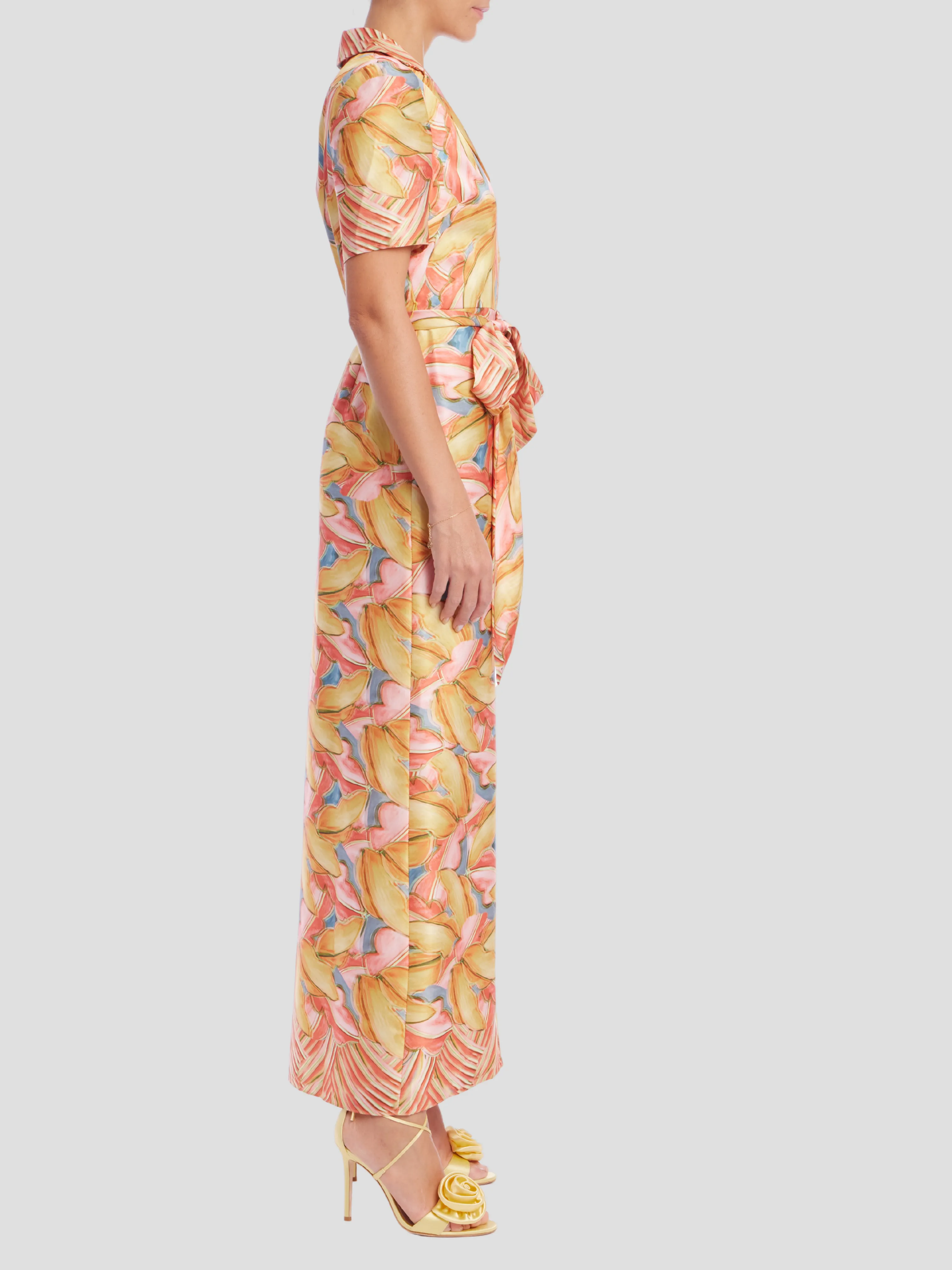 Print Shirt Dress in Coral Multi